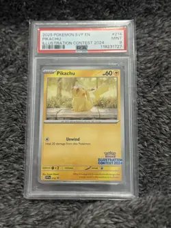 2025 POKEMON SVP EN-SV BLACK STAR PROMO ILLUSTRATION CONTEST 2024 PIKACHU PSA 9 - Image 1