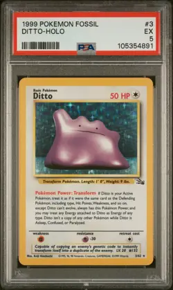 1999 POKEMON FOSSIL DITTO-HOLO 3/62 PSA 5 EX - Image 1