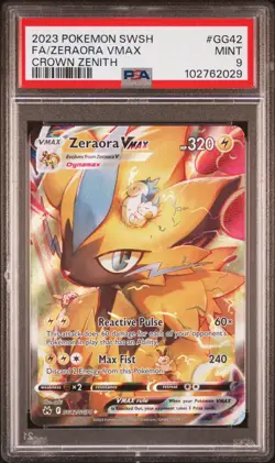 PSA 9 2023 POKEMON SWORD AND SHIELD CROWN ZENITH GG42 FULL ART/ZERAORA VMAX (EN) - Image 1