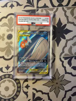 2019 POKEMON SUN & MOON TEAM UP #160 FULL ART/MAGIKARP & WAILORD GX PSA 10 - Image 1