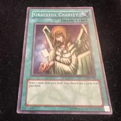 Vintage Yu-Gi-Oh! Graceful Charity SDP-040 Super Rare Unlimited Holo HP - Image 2
