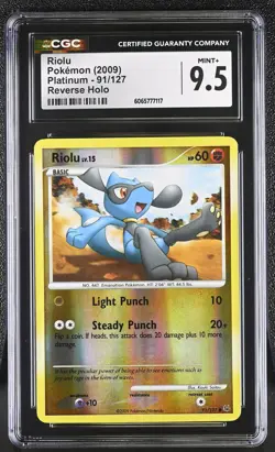 CGC 9.5 Riolu 91/127 Reverse Holo Platinum Pokemon Card - Image 1