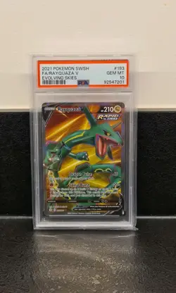PSA 10 Rayquaza V 193/203 Pokemon Evolving Skies Graded Card - Image 1
