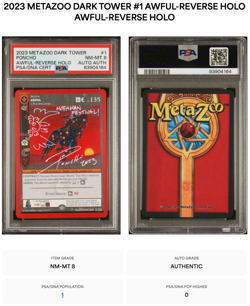 POP 1 PSA 8 AUTO PONCHO MOTHMAN FESTIVAL AWFUL DARK TOWER FH Metazoo card tcg - Image 1