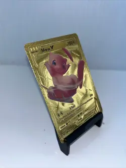 Mew V Metal Gold Foil Pokemon Card Fan Art Display Card HP180 - Image 2