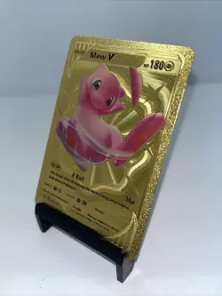 Mew V Metal Gold Foil Pokemon Card Fan Art Display Card HP180 - Image 3