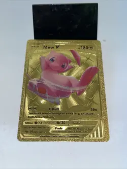 Mew V Metal Gold Foil Pokemon Card Fan Art Display Card HP180 - Image 5
