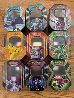 Pokemon Card Tin Lot Of 9 - Empty Tins - Image 1