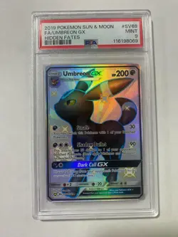 Umbreon GX Hidden Fates SV69/SV94 PSA 9 Pokemon Card MINT 2019 - Image 1