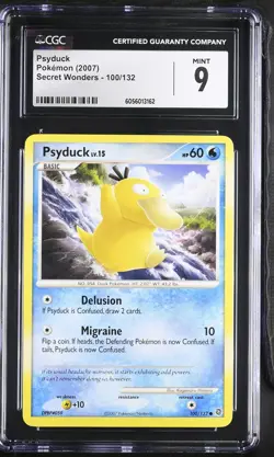 CGC 9 MINT Psyduck 2007 Secret Wonders 100/132 Pokemon Card - Image 1