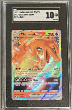 2023 Pokemon Charizard VSTAR Crown Zenith Holo Ultra Rare Card 019/159 SGC GM 10 - Image 1