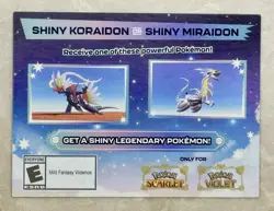 Shiny Miraidon Koraidon Code GameStop Pokemon Promo Not Scratched PM + Physical - Image 1