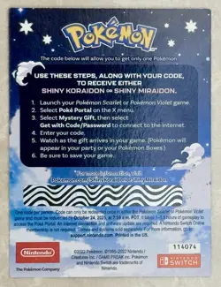 Shiny Miraidon Koraidon Code GameStop Pokemon Promo Not Scratched PM + Physical - Image 3