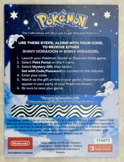 Shiny Miraidon Koraidon Code GameStop Pokemon Promo Not Scratched PM + Physical - Image 4