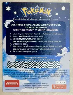 Shiny Miraidon Koraidon Code GameStop Pokemon Promo Not Scratched PM + Physical - Image 5