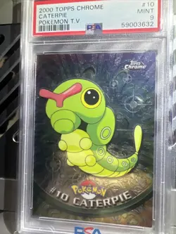 PSA 9 Mint Caterpie 2000 Pokemon Topps Chrome T.V. #10 - Image 1