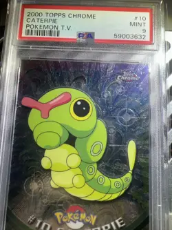 PSA 9 Mint Caterpie 2000 Pokemon Topps Chrome T.V. #10 - Image 5