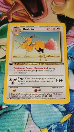 1st Edition Dodrio 34/64 Jungle Regular Uncommon Pokemon TCG 1999 WOTC LP - Image 1