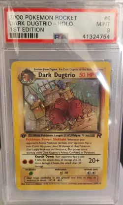 2000 Pokemon Rocket Dark Dugtrio Holo 1st Edition Mint PSA 9 - Image 1