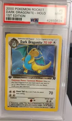 2000 Pokemon Rocket Dark Dragonite Holo 1st Edition PSA 9 Mint - Image 1