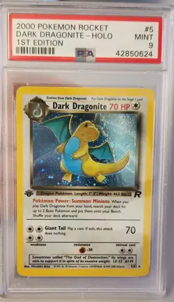 2000 Pokemon Rocket Dark Dragonite Holo 1st Edition PSA 9 Mint - Image 2