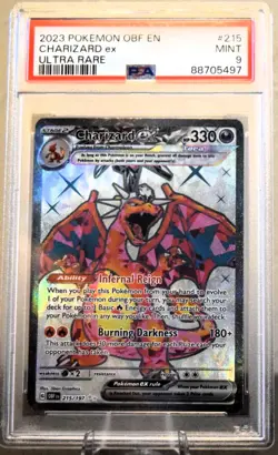Pokemon TCG Charizard ex Obsidian Flames 215/197 Holo Ultra Rare PSA 9 - Image 1