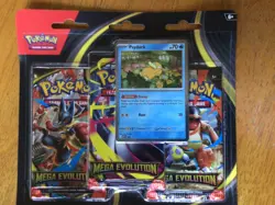 Pokemon TCG Mega Evolution 3 Pack Blister (Psyduck Promo) In Hand! - Image 1