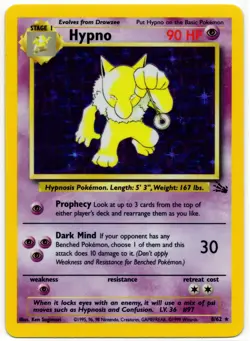 Pokemon - Fossil Unlimited Holo Rare Hypno 8/62 - NM - Image 1