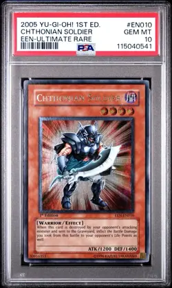 2006 Yu-Gi-Oh! Chthonian Soldier Elemental Energy EEN 1st Edition UTR PSA 10 - Image 1