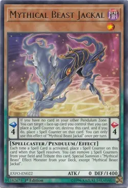 Yugioh - Mythical Beast Jackal - EXFO-EN022 - Rare - 1st Ed. -NM/M - Image 1