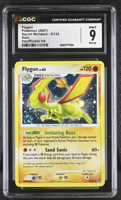 CGC 9 Flygon 5/132 Holo Bleed ERROR Secret Wonders Pokemon Card - Image 1