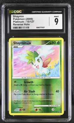 CGC 9 Shaymin 15/127 Reverse Holo Platinum Pokemon Card - Image 1