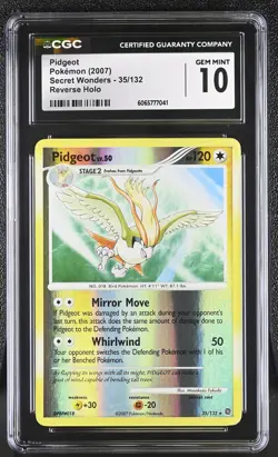 CGC 10 Pidgeot 35/132 Reverse Holo Secret Wonders Pokemon Card - Image 1