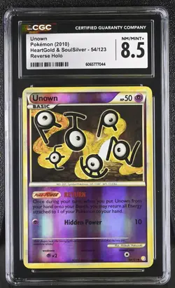 CGC 8.5 Unown 54/123 Reverse Holo HeartGold & SoulSilver Pokemon Card - Image 1