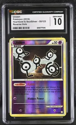 CGC 10 Unown 55/123 Reverse Holo HeartGold & SoulSilver Pokemon Card - Image 1