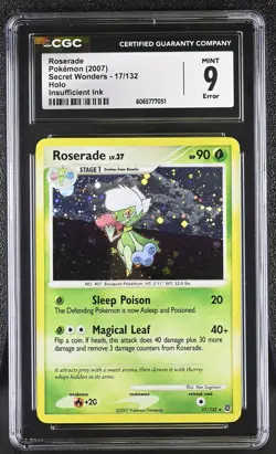 CGC 9 Roserade 17/132 Holo Secret Wonders Pokemon Card - Image 1