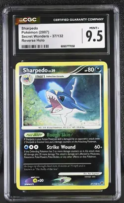 CGC 9.5 Sharpedo 37/132 Reverse Holo Secret Wonders Pokemon Card - Image 1
