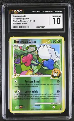 CGC 10 Roserade GL 12/111 Reverse Holo Rising Rivals Pokemon Card - Image 1