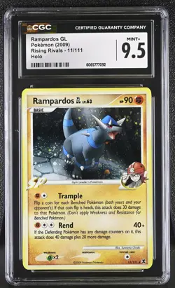CGC 9.5 Rampardos GL 11/111 Holo Rising Rivals Pokemon Card - Image 1
