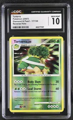 CGC 10 Torterra 17/130 Reverse Holo Diamond & Pearl Pokemon Card - Image 1