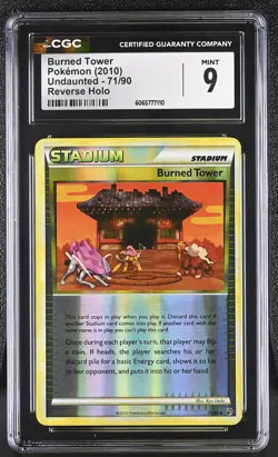 CGC 9 Burned Tower 71/90 Reverse Holo Undaunted Pokemon Card - Image 1