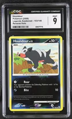 CGC 9 Houndour 103/146 Reverse Holo Legends Awakened Pokemon Card - Image 1
