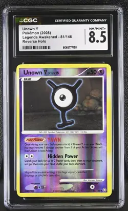 CGC 8.5 Unown Y 81/146 Reverse Holo Legends Awakened Pokemon Card - Image 1