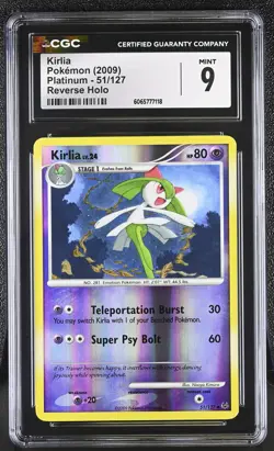 CGC 9 Kirlia 51/127 Reverse Holo Platinum Pokemon Card - Image 1