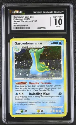 CGC 10 Gastrodon East Sea 8/132 Holo Bleed ERROR Secret Wonders Pokemon Card - Image 1