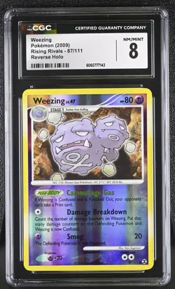 CGC 8 Weezing 87/111 Reverse Holo Rising Rivals Pokemon Card - Image 1