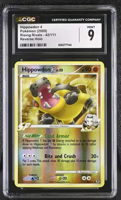 CGC 9 Hippowdon 42/111 Reverse Holo Rising Rivals Pokemon Card - Image 1