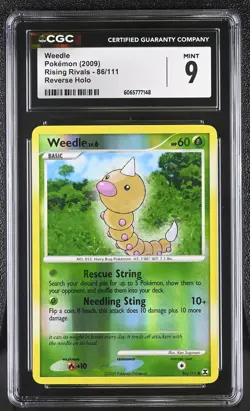 CGC 9 Weedle 86/111 Reverse Holo Rising Rivals Pokemon Card - Image 1