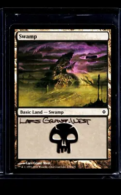 MTG Magic The Gathering New Phyrexia Artist Signed Auto Autograph #170 Swamp LP - Image 1