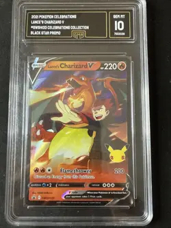 2021 Pokemon Celebrations Promo #SWSH133 Lance’s Charizard V GMA 10 Gem Mint - Image 1